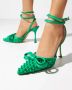 Mach & Mach Groene Dubbele Strik Studded Hakken Green Dames - Thumbnail 2