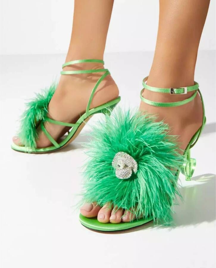 Mach & Mach Groene sandalen met hoge hak en decoratieve hak Green Dames