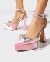 Mach & Mach Kristal Strik Platform Hakken Pink Dames - Thumbnail 2