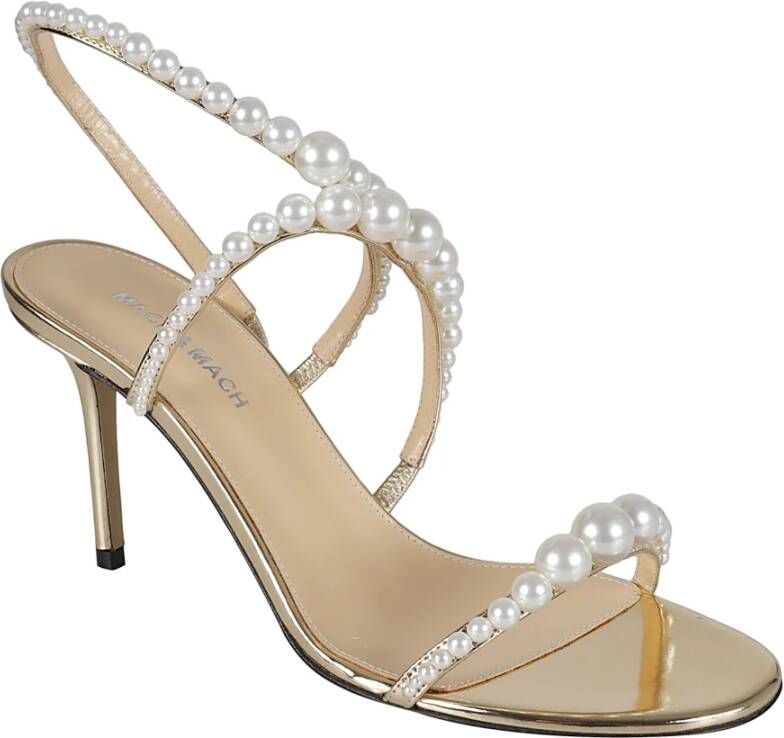 Mach & Mach Licht Goud Leren Sandalen Elegante Stijl Beige Dames