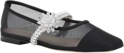 Mach & Mach Met Juwelen Versierde Lotus Bloem Ballerina's Black Dames