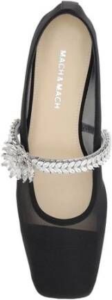 Mach & Mach Met Juwelen Versierde Lotus Bloem Ballerina's Black Dames