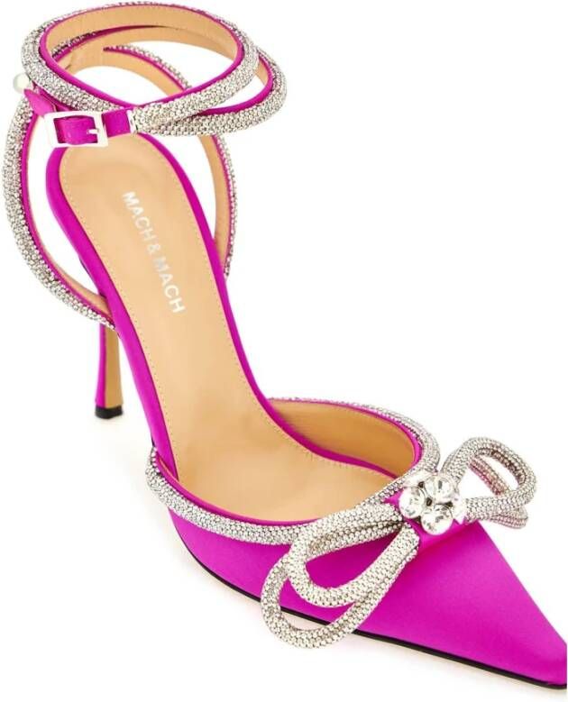 Mach & Mach Satijnen pumps met kristallen Pink Dames