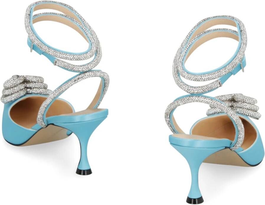 Mach & Mach Satin Slingback Pumps met Rhinestone Decoratie Blue Dames