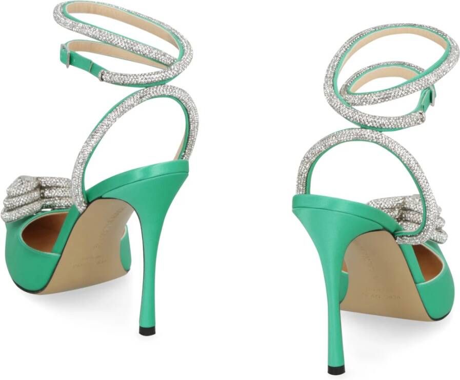 Mach & Mach Satin Slingback Pumps met Rhinestone Decoratie Green Dames