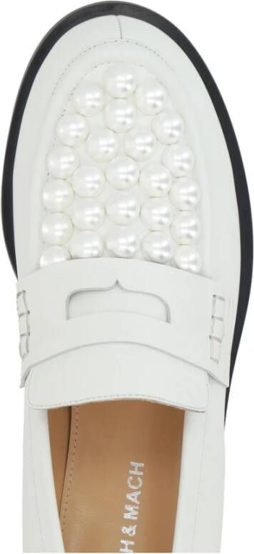 Mach & Mach Witte Penny Loafer met synthetische parels White Dames