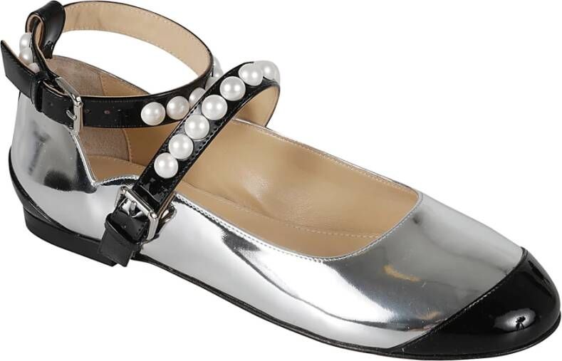 Mach & Mach Zilveren Ballerina's Elegant Patent Finish Gray Dames