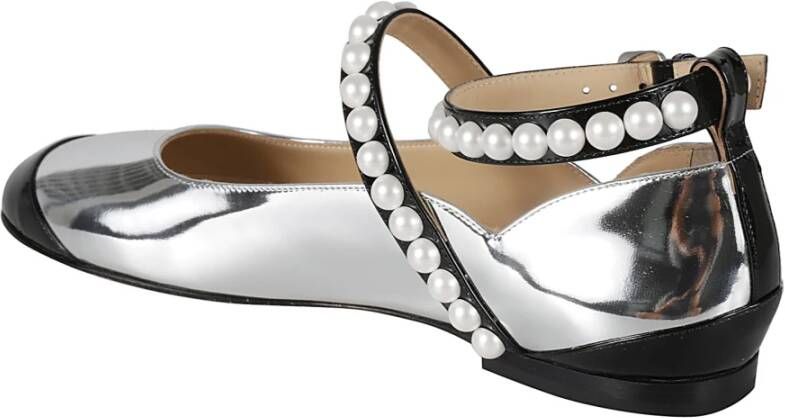 Mach & Mach Zilveren Ballerina's Elegant Patent Finish Gray Dames