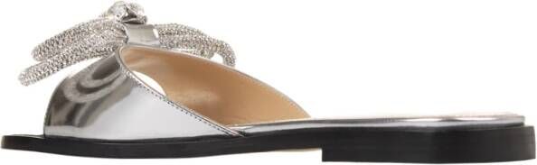 Mach & Mach Zilveren Boog Platte Sandalen met Strass Gray Dames