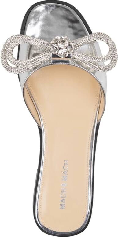 Mach & Mach Zilveren Boog Platte Sandalen met Strass Gray Dames