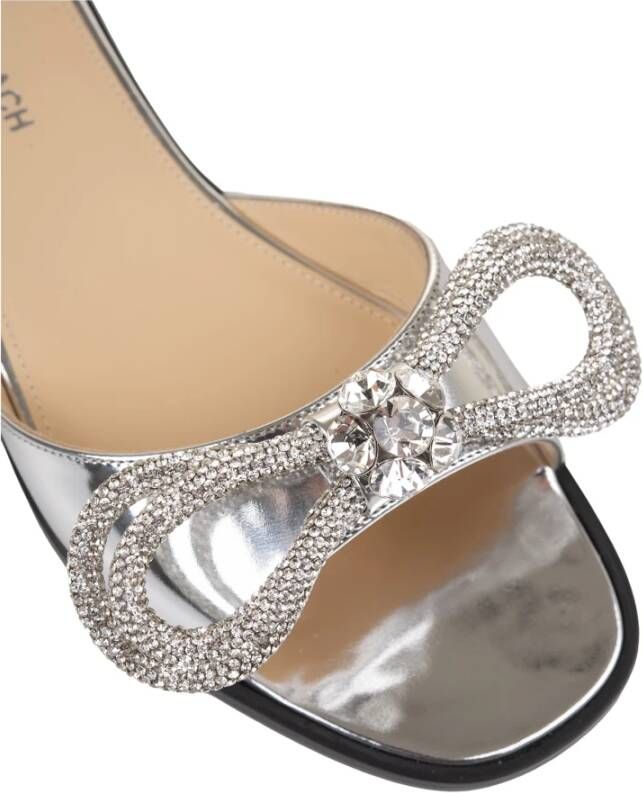 Mach & Mach Zilveren Boog Platte Sandalen met Strass Gray Dames