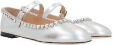 Mach & Mach Zilveren Hart Kristal Plat Schoenen Gray Dames