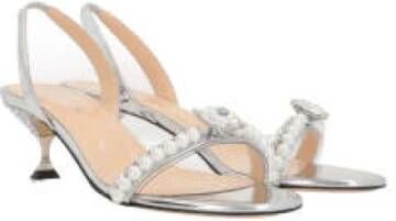 Mach & Mach Zilveren Leren Sandalen met PVC Band Gray Dames