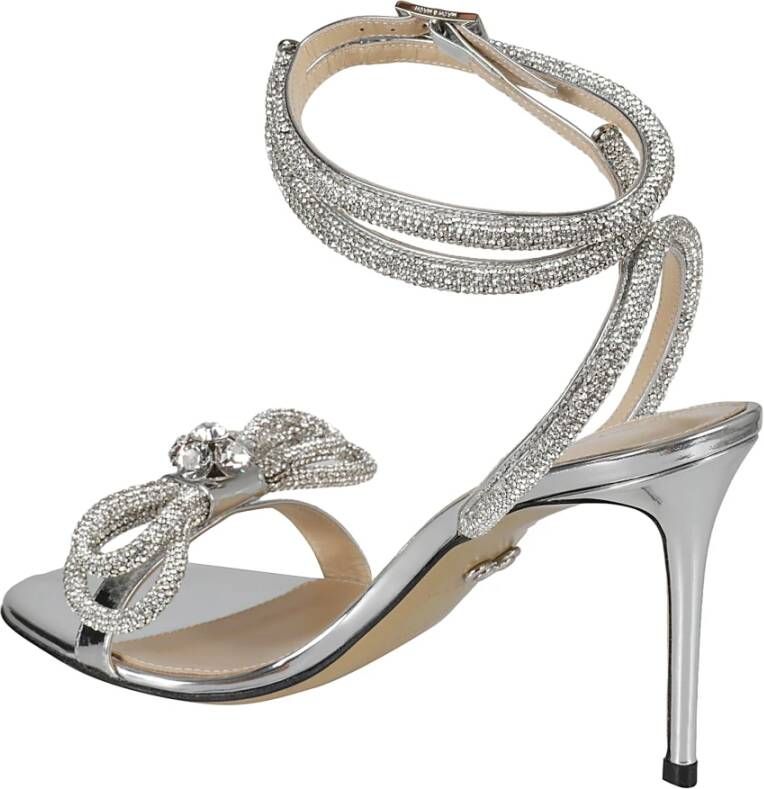 Mach & Mach Zilveren Strass Enkelband Sandalen Gray Dames