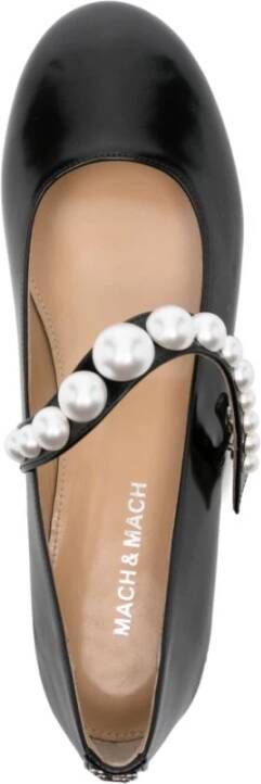 Mach & Mach Zwarte ballerina schoenen met nep parels Black Dames