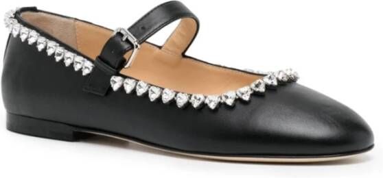 Mach & Mach Zwarte Hart Kristal Platte Schoenen Black Dames