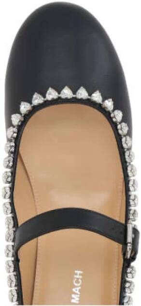 Mach & Mach Zwarte Hart Kristal Platte Schoenen Black Dames