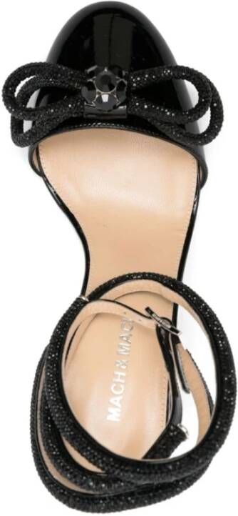 Mach & Mach Zwarte Lakleren Kristalstrik Sandalen Black Dames