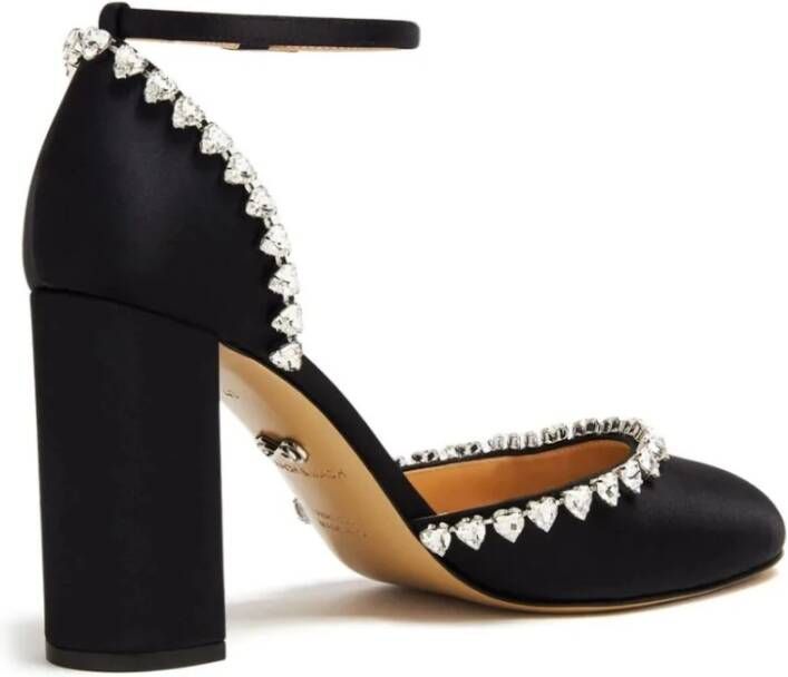 Mach & Mach Zwarte Leren Hart Kristal Pumps Black Dames