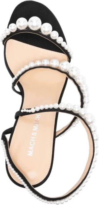 Mach & Mach Zwarte Satijnen Parel Sandalen Black Dames