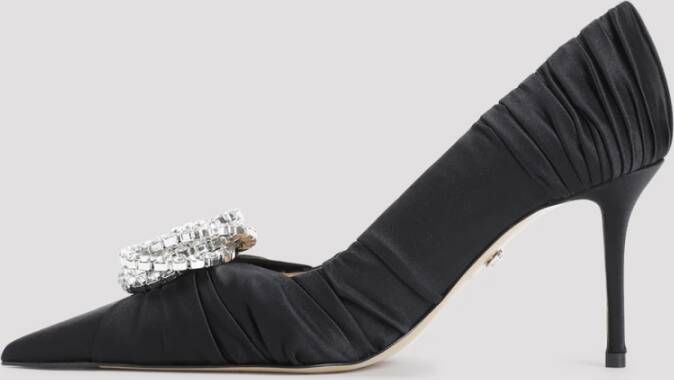 Mach & Mach Zwarte Satijnen Sandalen Elegante Stijl Black Dames