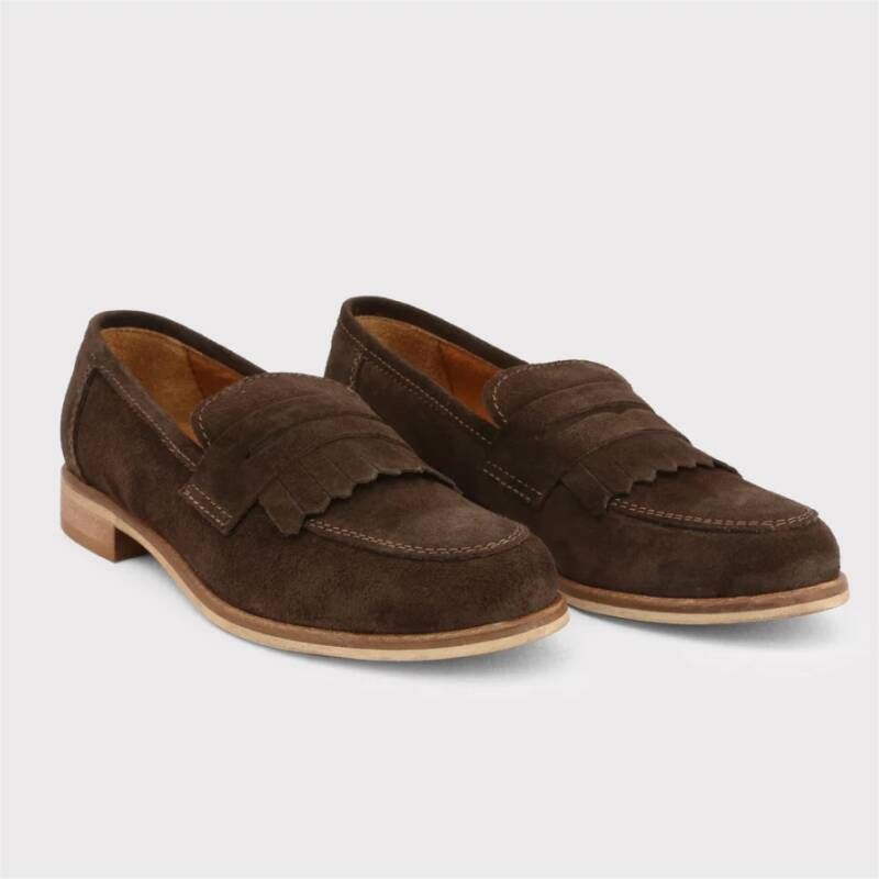 Made in Italia Stijlvolle suède penny loafers met franjes Brown Dames