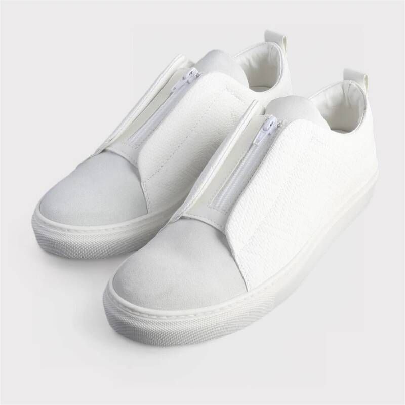 Made in Italia Leren Sneakers met Ritsdetail White Heren