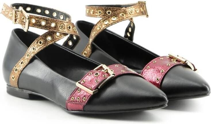 Made in Italia Platte schoenen met verstelbare enkelband Black Dames