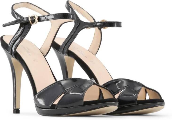 Made in Italia Verstelbare Enkelband Sandalen met Hak Black Dames