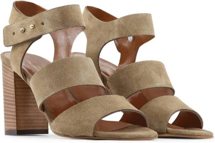 Made in Italia Verstelbare Leren Sandalen met Hak Brown Dames