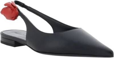 Magda Butrym 3D Bloemenapplicatie Leren Ballerina Slingback Black Dames