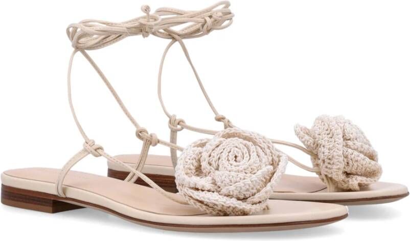 Magda Butrym Crème Gehaakte Bloem Gladiator Sandalen Beige Dames