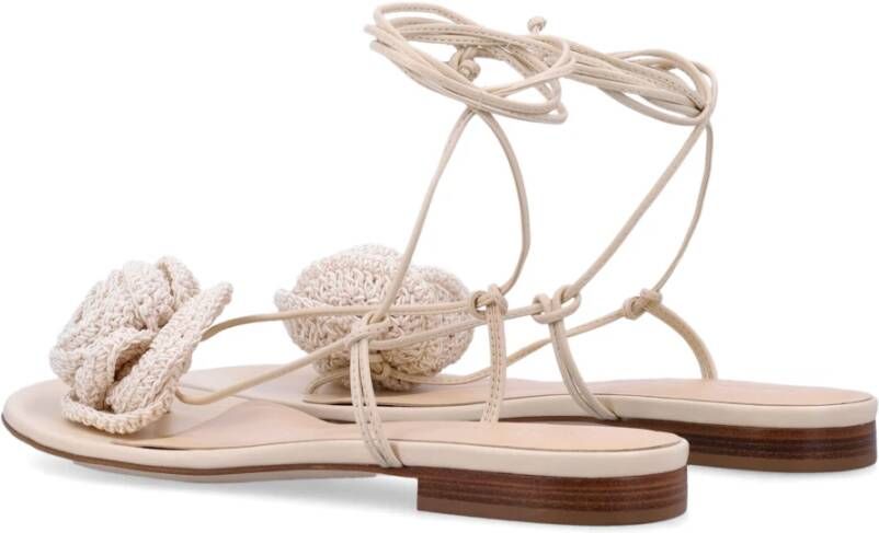 Magda Butrym Crème Gehaakte Bloem Gladiator Sandalen Beige Dames