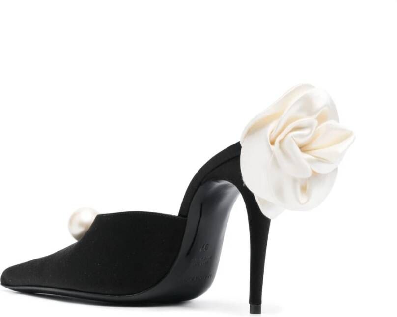 Magda Butrym Satin Bloemenhak Muiltjes Schoenen Black Dames