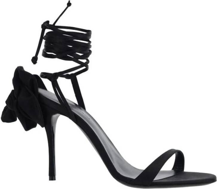 Magda Butrym Zijden Bloemversierde Stiletto Sandalen Black Dames