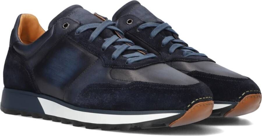 Magnanni Blauw Leren Runner Sneakers Blue Heren