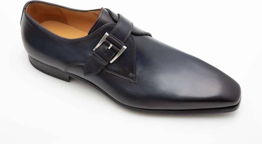 Magnanni Blauwe Monk Strap Leren Schoen Blue Heren