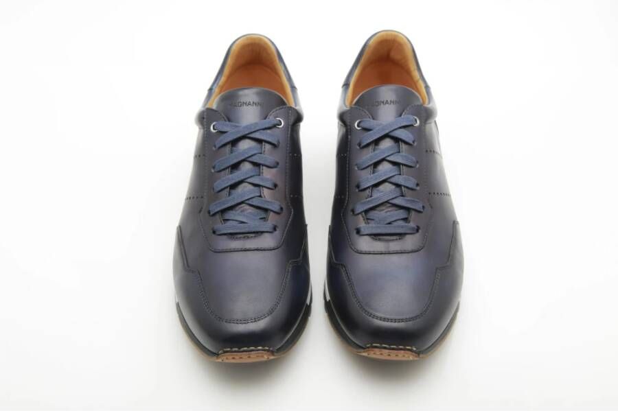 Magnanni Handgemaakte Blauwe Leren Sneakers Blue Heren