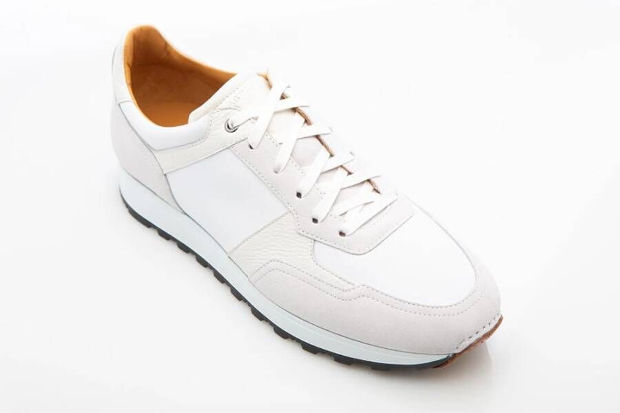 Magnanni Retro-geïnspireerde sportsneaker met gemengde textuur White Heren