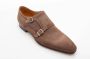 Magnanni Taupe Suède Dubbele Gesp Schoen Brown Heren - Thumbnail 2