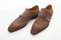 Magnanni Taupe Suède Dubbele Gesp Schoen Brown Heren - Thumbnail 3