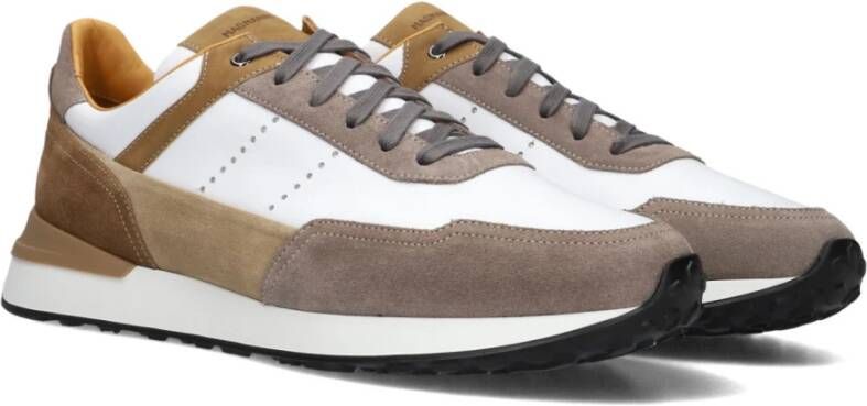 Magnanni Witte Leren Sneakers met Beige Suède Multicolor Heren