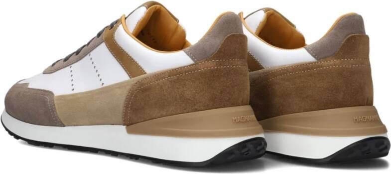 Magnanni Witte Leren Sneakers met Beige Suède Multicolor Heren