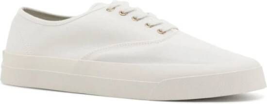 Maison Kitsuné Canvas Witte Sneakers Ronde Neus Vetersluiting White Heren