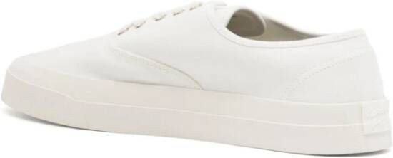 Maison Kitsuné Canvas Witte Sneakers Ronde Neus Vetersluiting White Heren