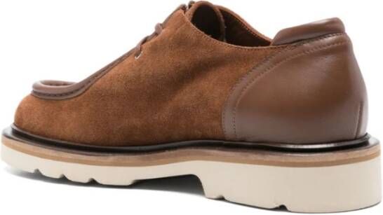 Maison Kitsuné Donkerbruine Suède Leren Derbies Brown Heren