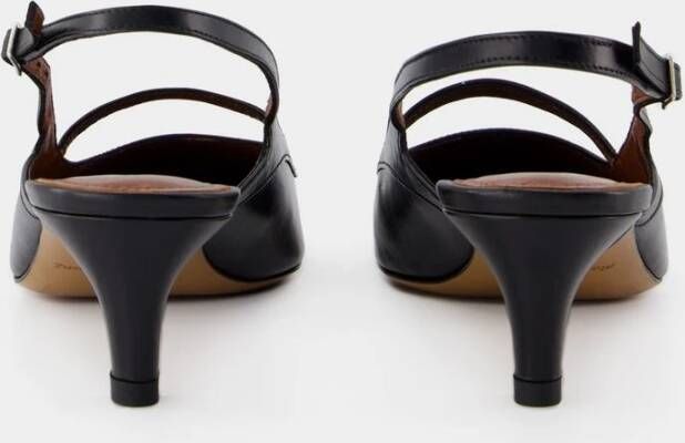 Maison Kitsuné Zwarte Leren Puntige Slingback Schoenen Black Dames