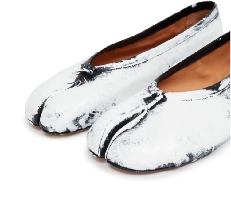 Maison Margiela Zwarte Leren Ballerina Schoenen White Dames