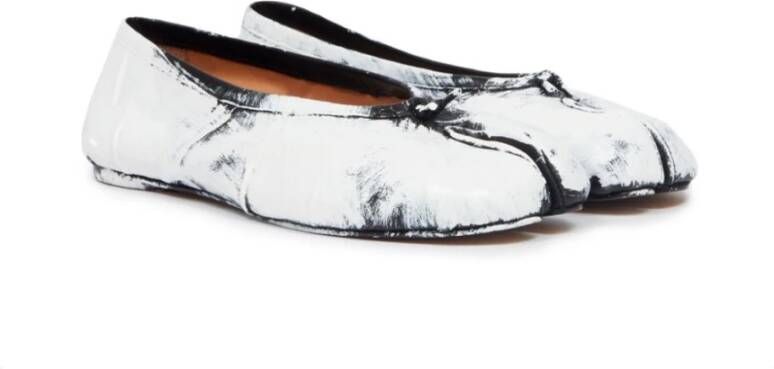 Maison Margiela Zwarte Leren Ballerina Schoenen White Dames