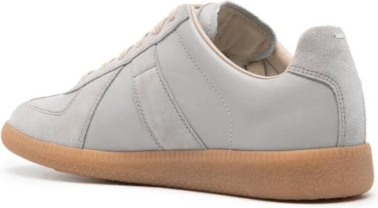 Maison Margiela Blauw-Grijze Leren Sneakers met Handtekening Motief Gray Dames